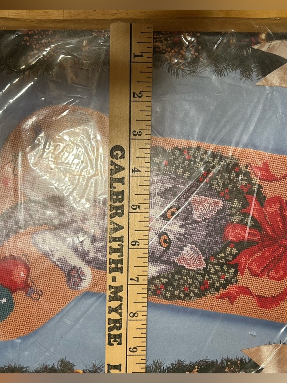 1993 Bucilla Christmas Kitty Needlepoint Stocking #60714 Cat 18” Open Package - Picture 4 of 10